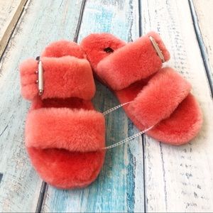 New Ugg Sandals Shoes Pink Lamb Fur